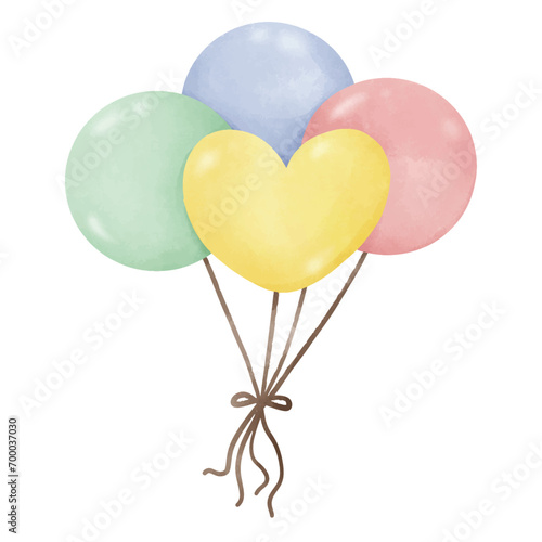 Pastel balloons isolated watercolor style