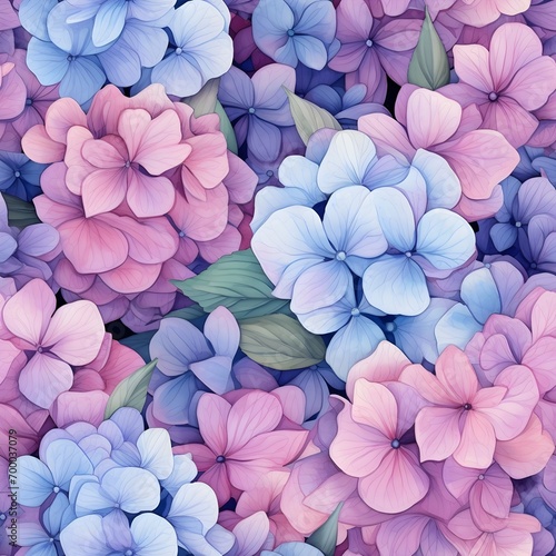 hydrangea pattern in gorgeous soft watercolor tones generative ai