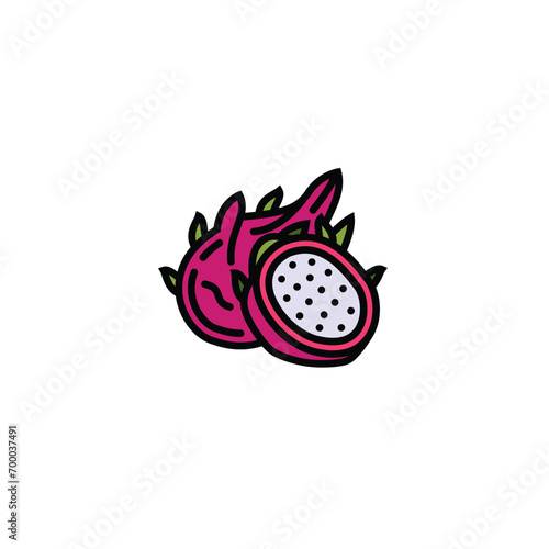 Original vector illustration. Contour icon of a ripe pitahaya.