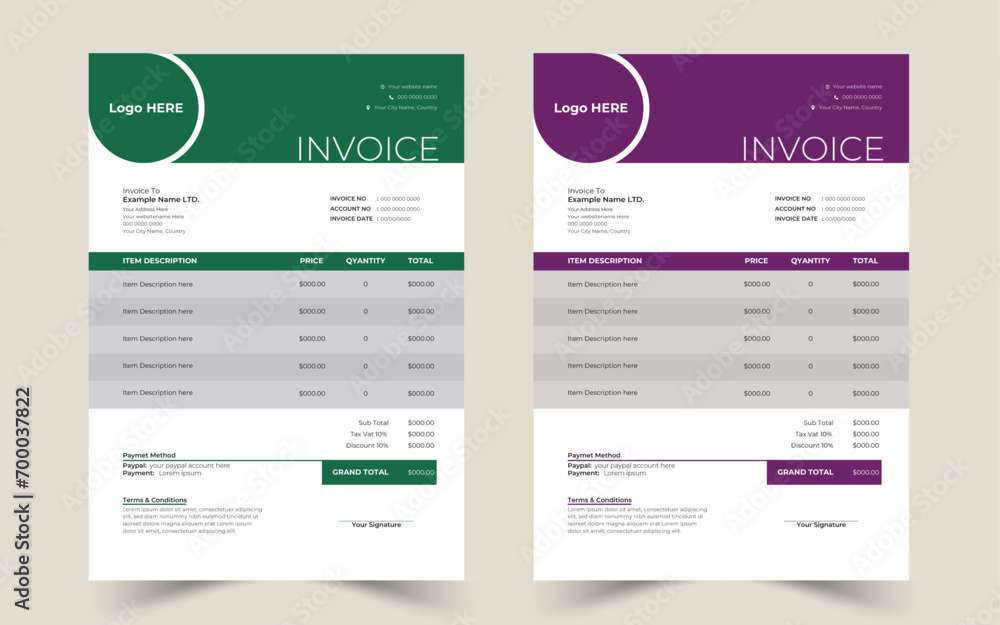 clean Minimal Bill form business invoice accounting  Invoicing quotes, money bills or price invoices and payment agreement design templates. Tax form, bill graphic or payment receipt page vector set