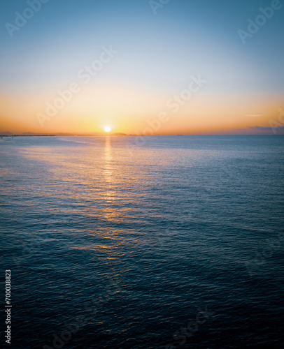 Aerial view of beautiful sea with sunrise landscape