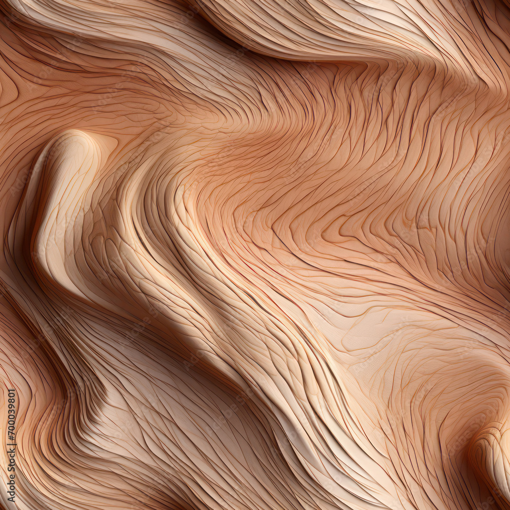 Fototapeta premium Seamless wooden art background - abstract close-up of detailed organic brown wave texture