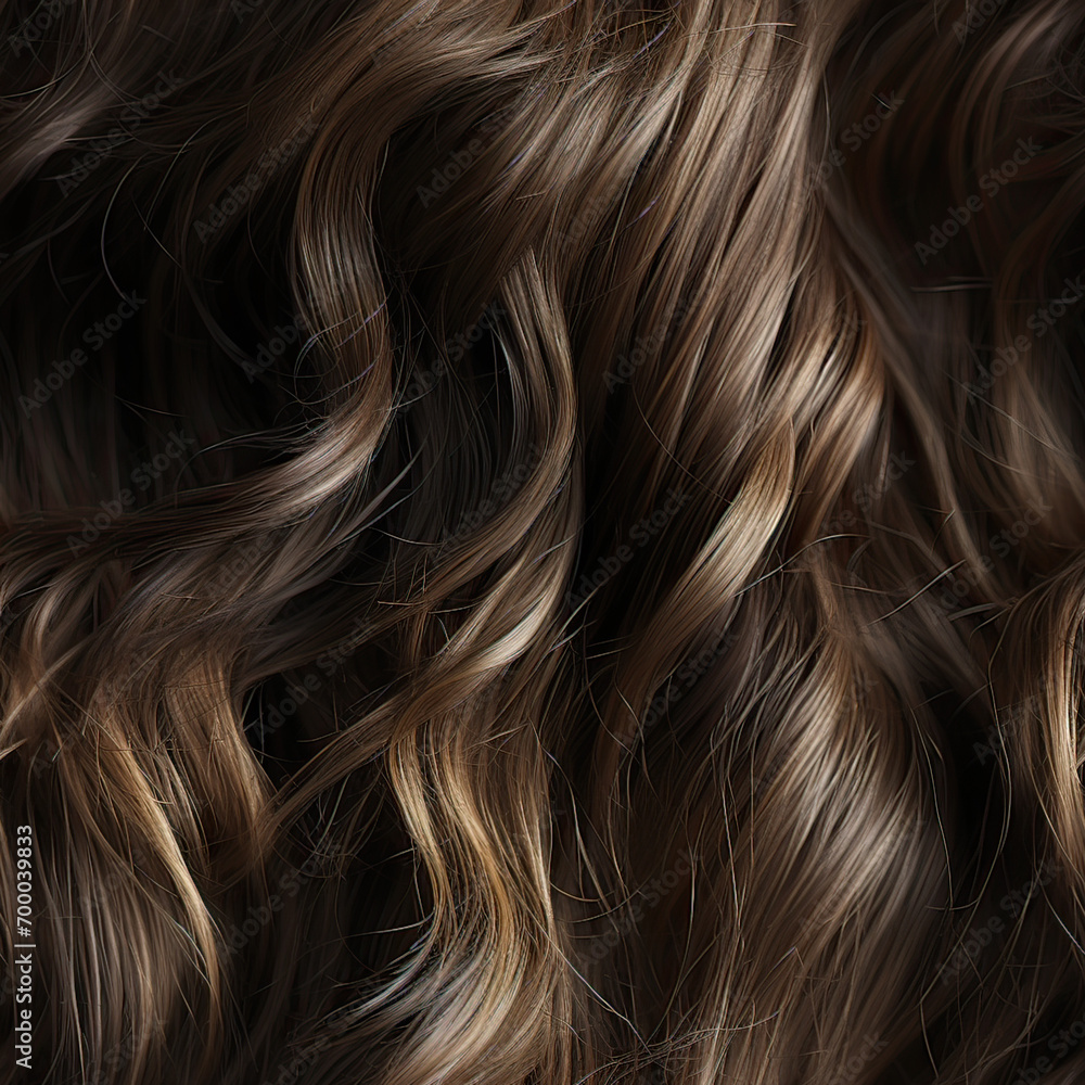 Naklejka premium Seamless shiny curly hair pattern background