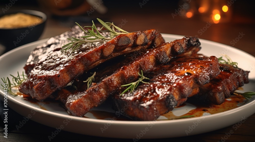 Grilled ribs with bbq sauce