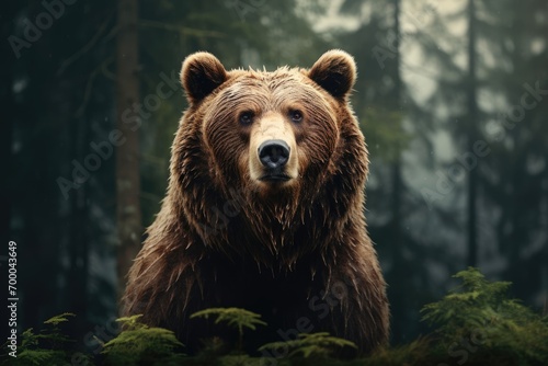 Majestic Bear in Natural Habitat: Powerful and Dignified Forest Lord © Александр Раптовый