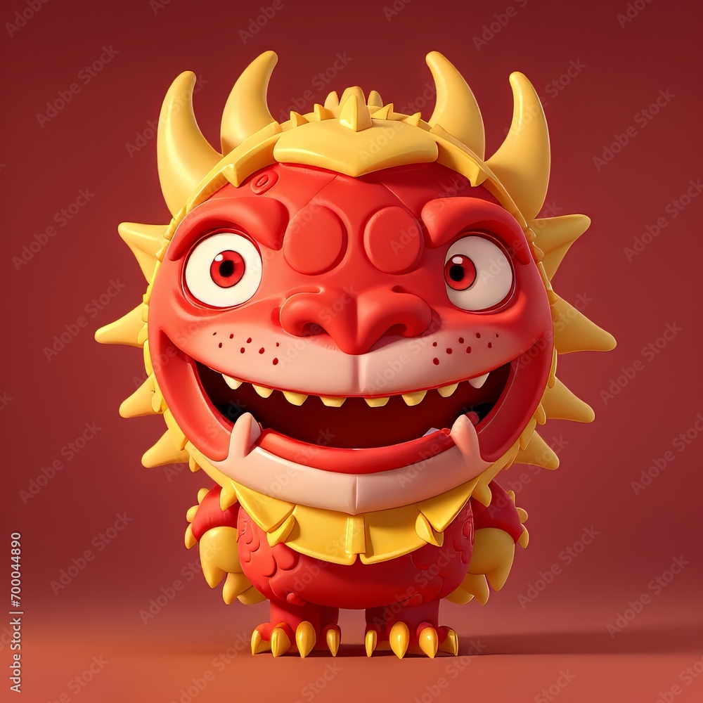 red chinese dragon icon or chinese new year dragon 3D red chinese dragon icon or chinese new year dragon 3D