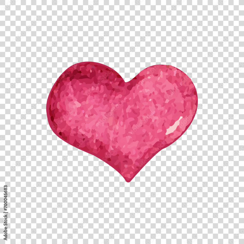 Watercolor painted pink  clipart heart, vector element for your design