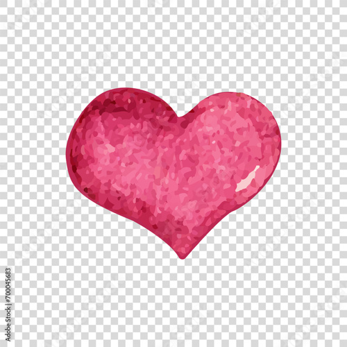 Watercolor painted pink clipart heart, vector element for your design