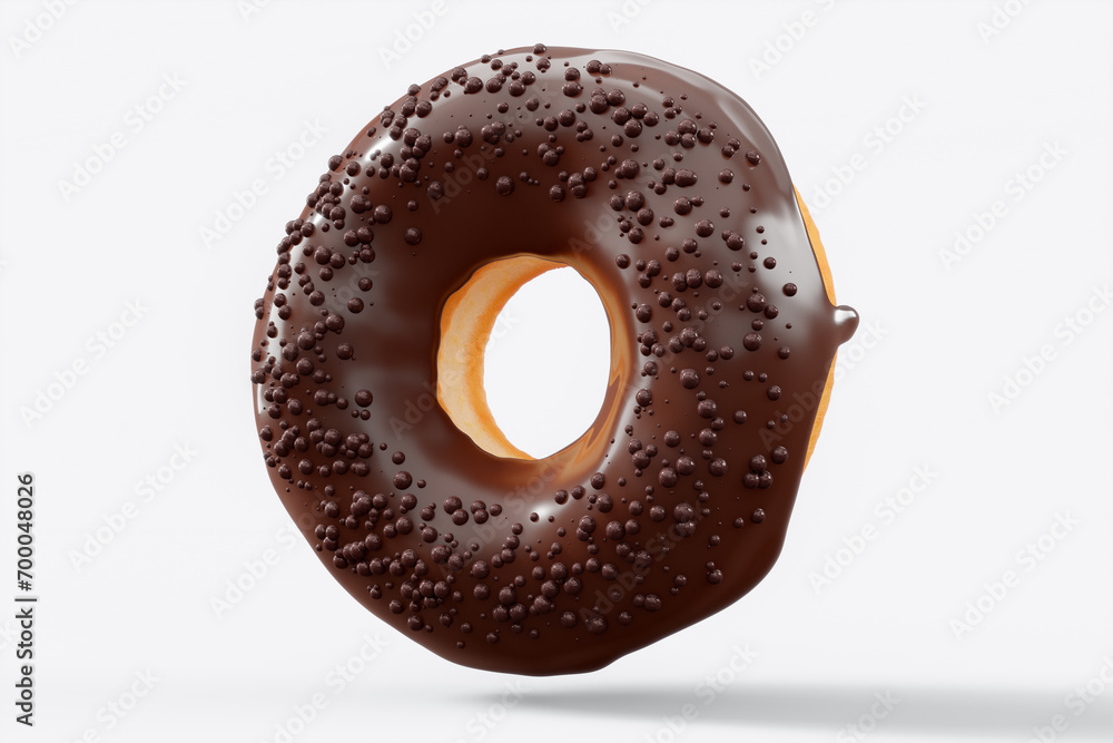 Chocolate glazed donut with sprinkles on a white background Chocolate glazed donut with sprinkles on a white background