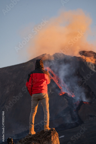 Obraz na płótnie Eruptive vent with lava emis at the top of the Etna volcano w salonie