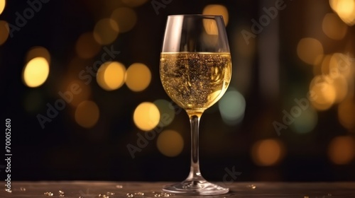 Champagne on golden bokeh for celebration festival background 