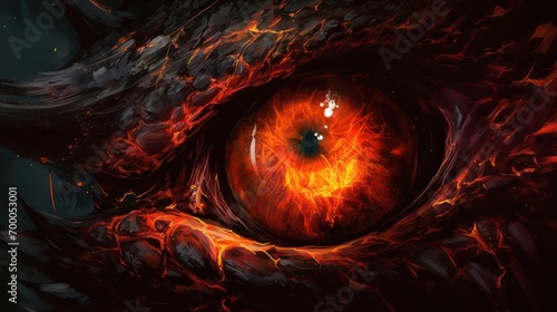 Eye of magma lava dragon fantasy illustration
