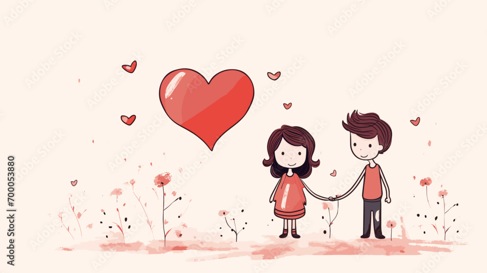 copy space, simple vector illustration, hand drawn, boy and girl with heart shape or heart shaped ballon. Beautiful background or for valentine’s day. Beautiful background. Valentine’s card. copy space, simple vector illustration, hand drawn, boy and girl with heart shape or heart shaped ballon. Beautiful background or for valentine’s day. Beautiful background. Valentine’s card.