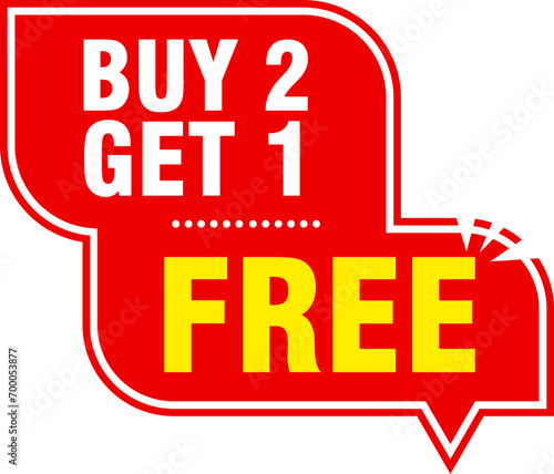 Buy two get one free tag label, buy 2 get 1 free banner