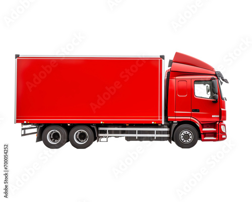 a red truck with a white background
