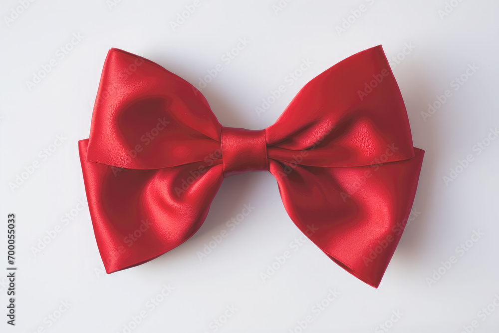 Red bow rander on white background