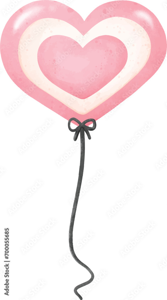 Heart shaped balloon watercolor