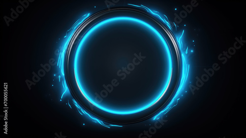 Dazzling Display of a Vibrant Neon Electric Blue Color, a Mesmerizing Spinning Circle, Generative AI