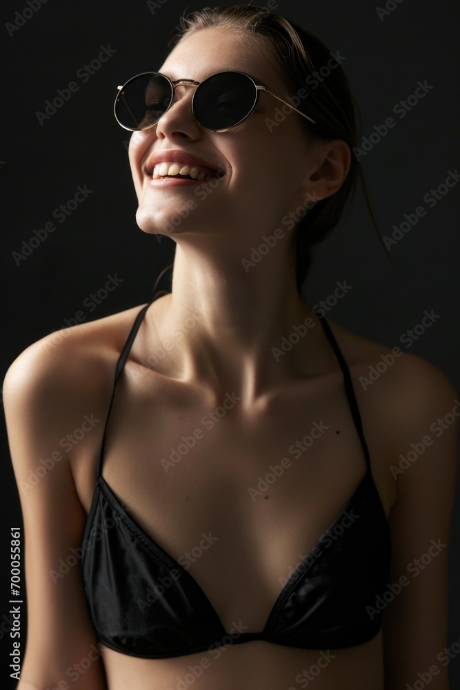 Elegant sunglasses in a chic portrait Elegant sunglasses in a chic portrait