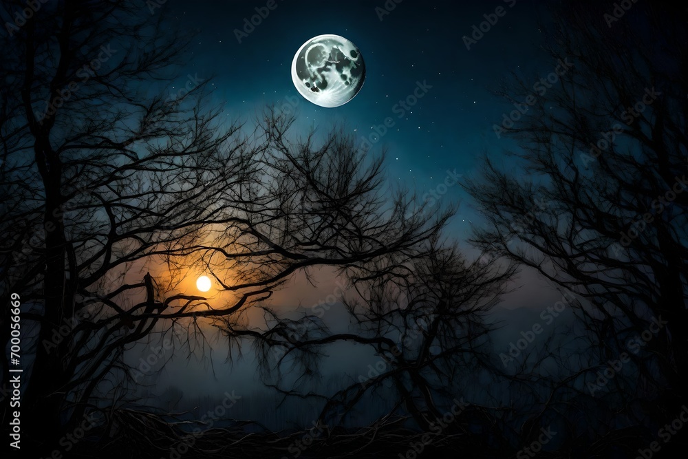 halloween night background with moon