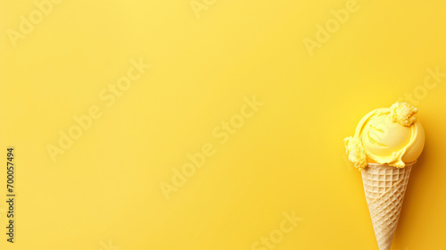 Minimalist yellow mango ice cream background