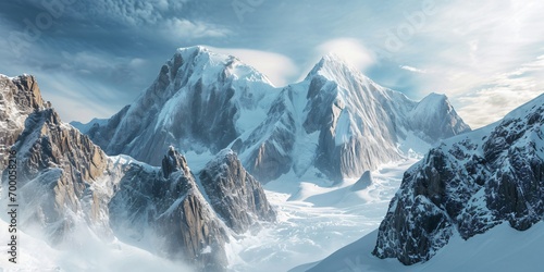 impressive and spectacular winter mountain landscape photo