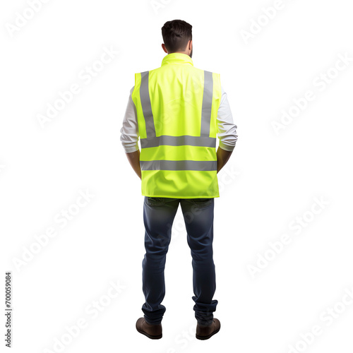 a man wearing a yellow safety vest