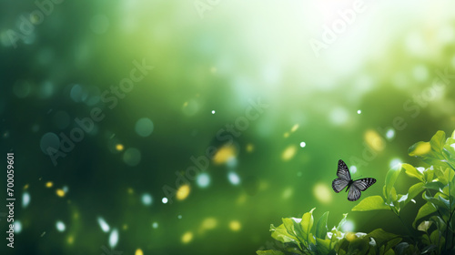 Nature of Butterfly on beautiful Greenery bokeh back