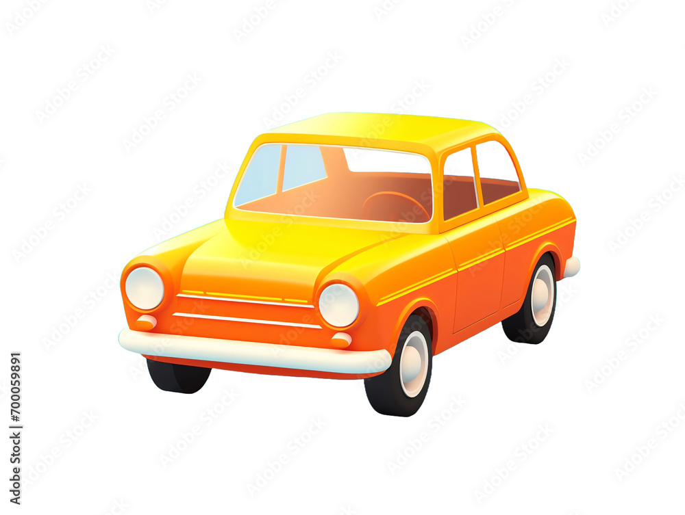 a cartoon orange car with black wheels