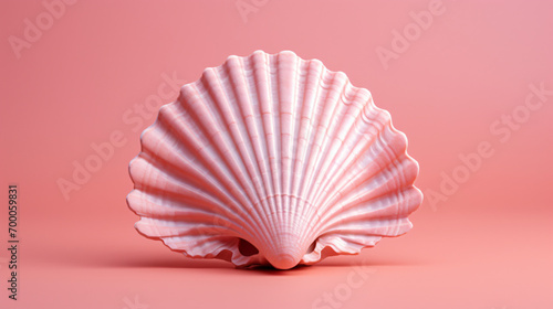 Seashell on pink background.