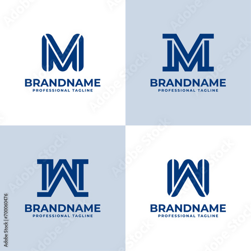 Modern Letter VM, or AW Monogram Logo Set, suitable for business with VM, MV, AW, or WA initials