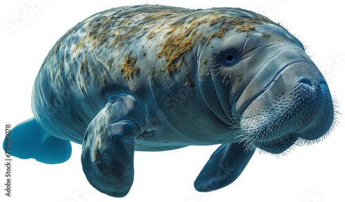 A manatee swimming in the water isolated on a transparent background photo