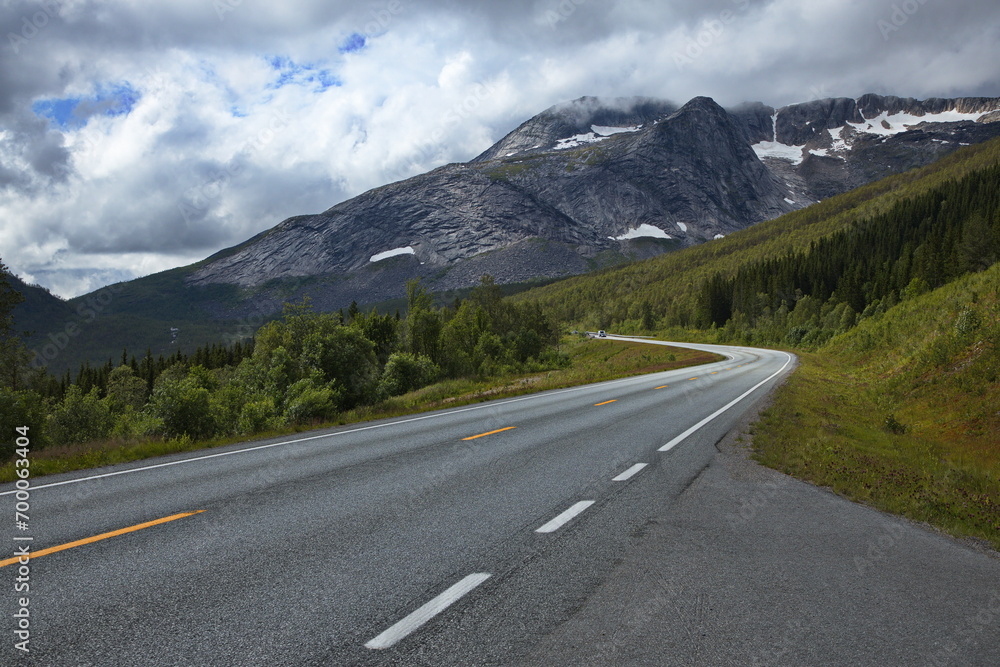 Fototapeta premium Landscape at the road E6 at Krakmo in Nordland county, Norway, Europe 
