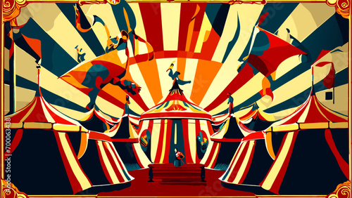 Vintage circus posters vektor icon illustation