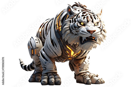 illustration 3d army tiger character rendering, video game, transparent background.ai generative image © Murzani