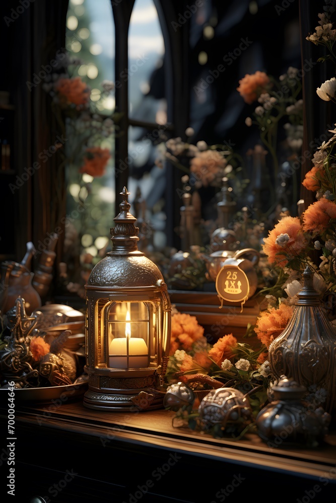 Lanterns and candlesticks in a rustic style