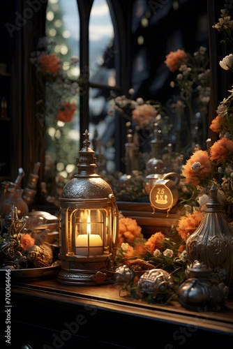 Lanterns and candlesticks in a rustic style