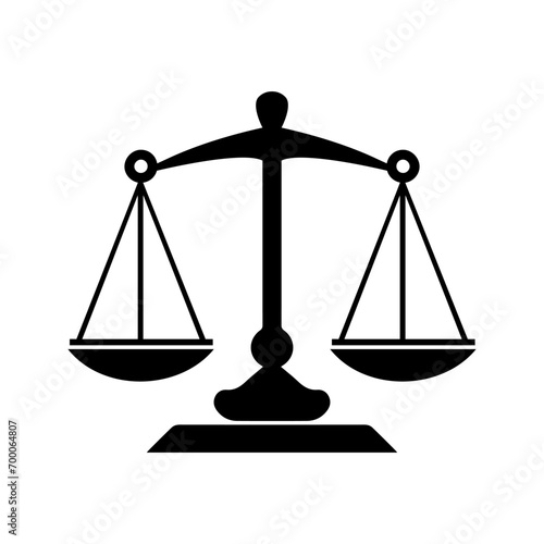 Justice scale icon. Libra silhouette on white background. Vector illustration