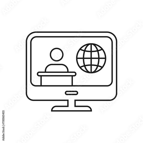 Online news icon line style isolated on white background. Vector illustration