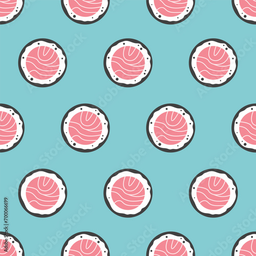 Seamless pattern sushi roll Japanese food