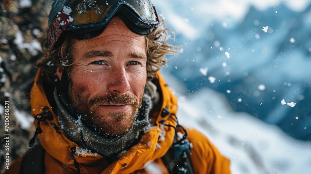 handsome man with Ski goggles, ski clothing handsome man with Ski goggles, ski clothing