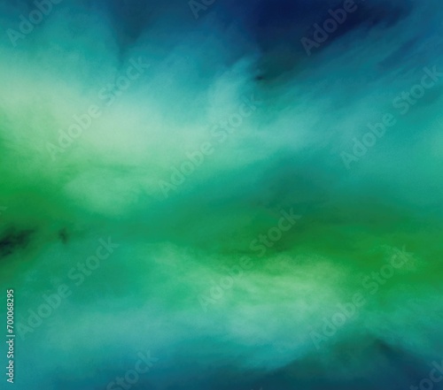 watercolor painting with light green and dark blue gradient washes