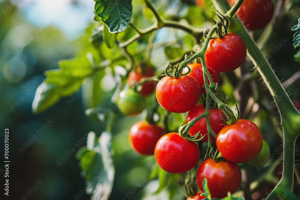 Beautiful red ripe tomatoes grown in a greenhouse Beautiful red ripe tomatoes grown in a greenhouse