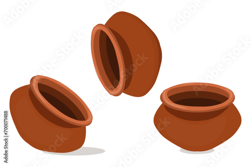 vector of clay pots isolated on white background. Eps 10. photo