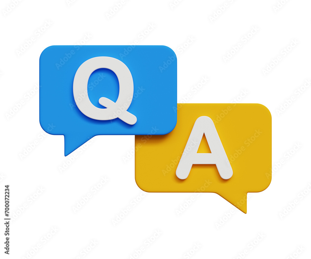 Question and Answer on a speech bubble. ASK, FAQ, schedule, meeting, information, chat, business planning concept. Q and A letter on speech bubble. 3d illustration Question and Answer on a speech bubble. ASK, FAQ, schedule, meeting, information, chat, business planning concept. Q and A letter on speech bubble. 3d illustration