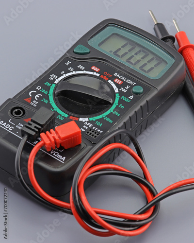 A digital multimeter for measuring the parameters of electrical circuits.