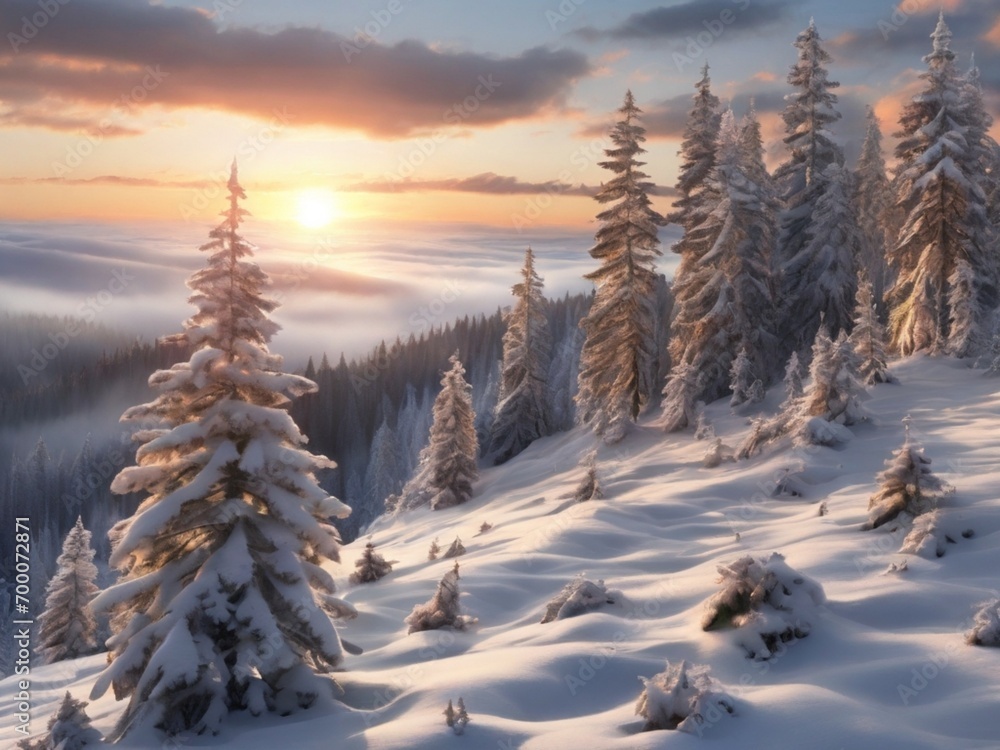 winter landscape with snow covered trees winter landscape with snow covered trees