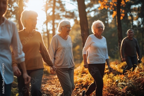Group Of Senior Retirement Exercising Togetherness. Generative AI.