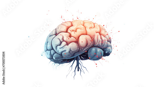 scientific Illustration of the human brain. Transparent, Isolated. AI Generative photo