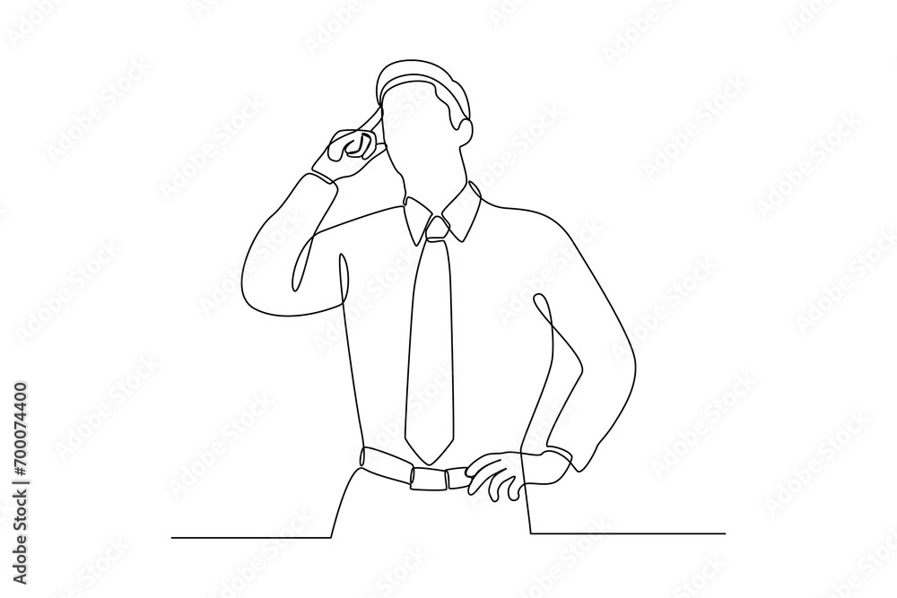 Continuous one line drawing Thinking or solving problem concept. Doodle vector illustration.